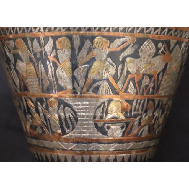 1960s 1960s Egyptian Cairo Ware Mixed Metal Pharaonic Revival Vase For Sale - Image 5 of 12