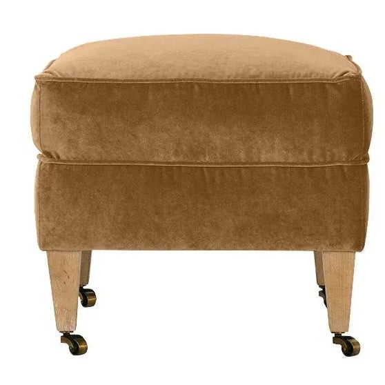 Contemporary Alcott Ottoman, Camel Velvet For Sale - Image 3 of 8