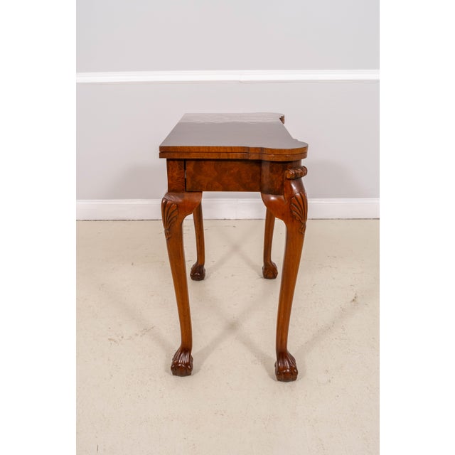 Chippendale Style Burl Walnut Flip Top Inlaid Game Table For Sale - Image 13 of 15