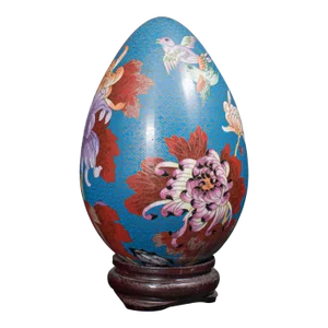 1940s Vintage Art Deco Chinese Cloisonne Decorative Egg