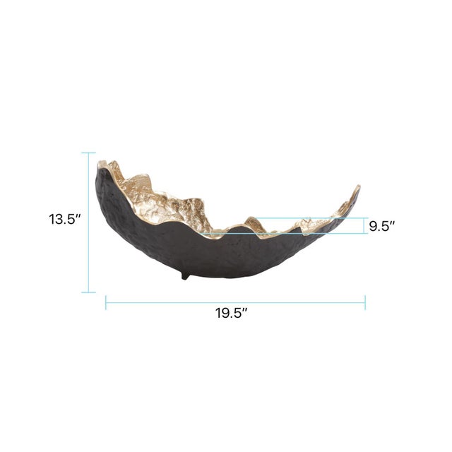 Cracked Edge Ebony Tray with Gold Interior- Large For Sale - Image 9 of 9