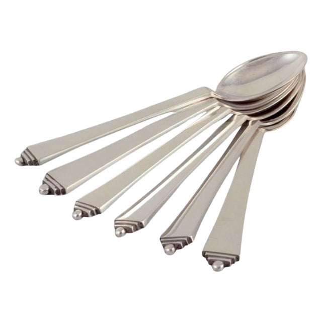 Pyramid Teaspoons in Sterling Silver from Georg Jensen, 1930s, Set of 6 For Sale