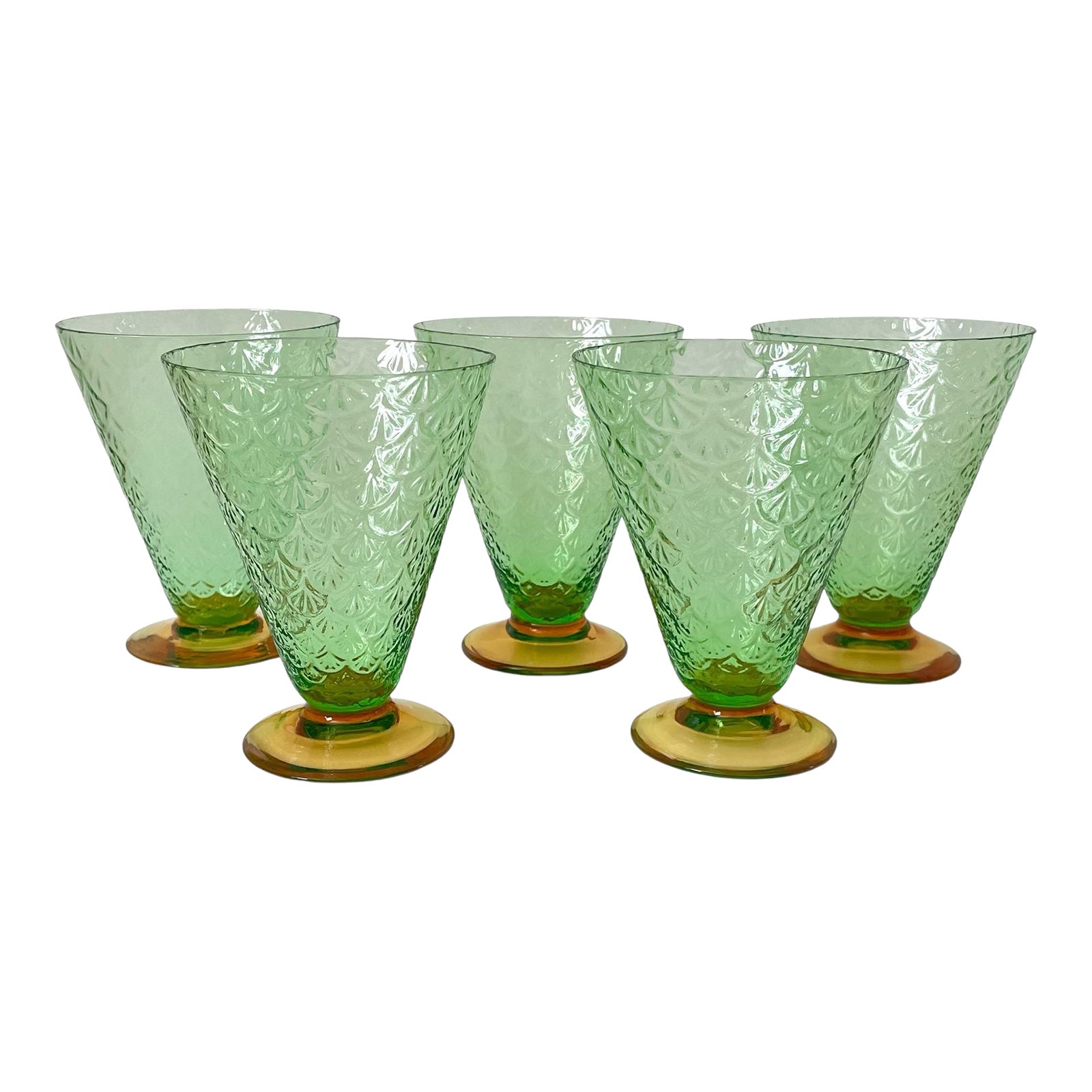 Set of 5-Pukeberg Footed Tumbler Glasses Turkey Tracks Topaz and ...