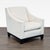 Authentic A. Rudin luxury lounge chair upholstered in an elegant ivory textured fabric with tailored modern lines and dark...