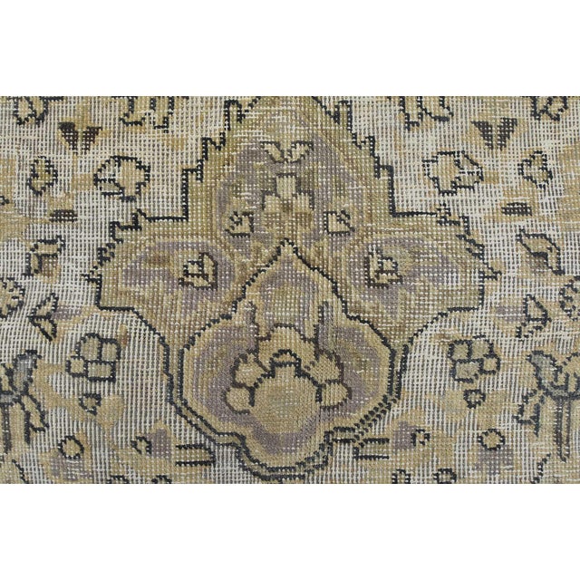 Tabriz Rug 10’1” X 12’9” Ivory Wool Vintage Distressed Hand-Knotted Carpet For Sale - Image 10 of 15