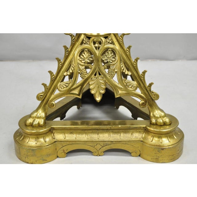 Early 20th Century French Empire Renaissance Bronze Paw Foot Pedestal Base Round Glass Coffee Table For Sale - Image 5 of 12