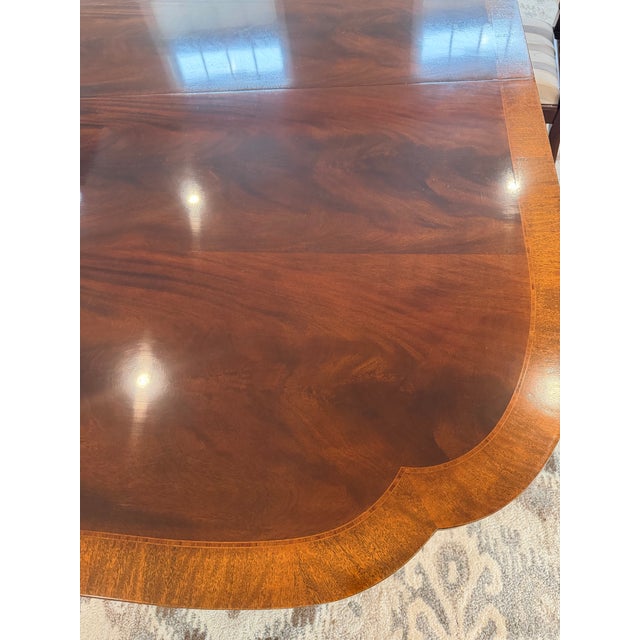 Baker Furniture Company 1980s Baker Historic Charleston Mahogany Dining Table w/ 2 Leaves & 6 Shield-Back Chairs For Sale - Image 4 of 17