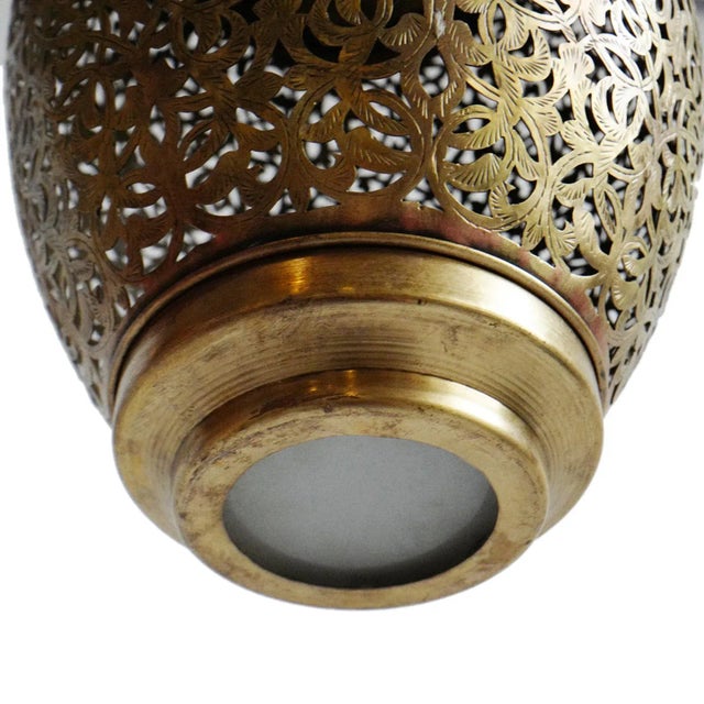 Vintage Brass Work Obelisk Spot Pendant Light For Sale - Image 4 of 8