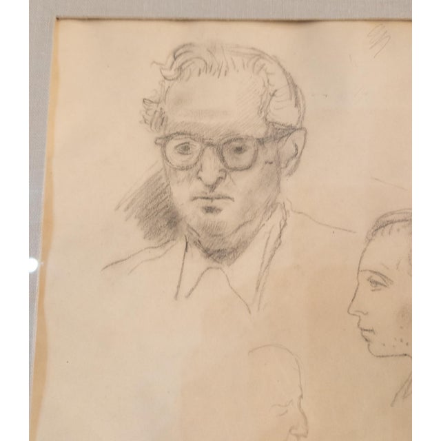 Antique White Mid-Century Pencil Sketch Study by Raphael Soyer With Inscription 1966 For Sale - Image 8 of 12
