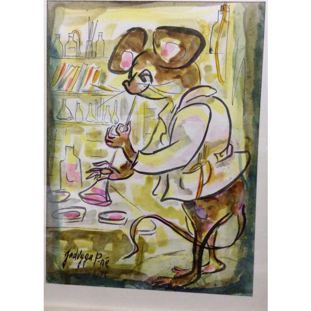 Original Watercolor Grouping by Jadvyga Paukstiene of Mice Professor - Set of 3 For Sale - Image 4 of 6