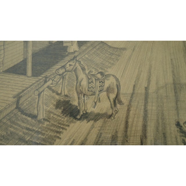1960s 1967 Bob Everett "Centennial Before the Storm" Drawing Old Western Town Scene For Sale - Image 5 of 6