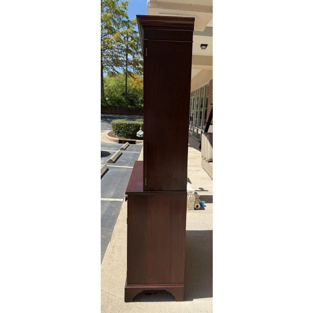 Brown Vintage NC-Made Solid Mahogany Step Back Cupboard For Sale - Image 8 of 16