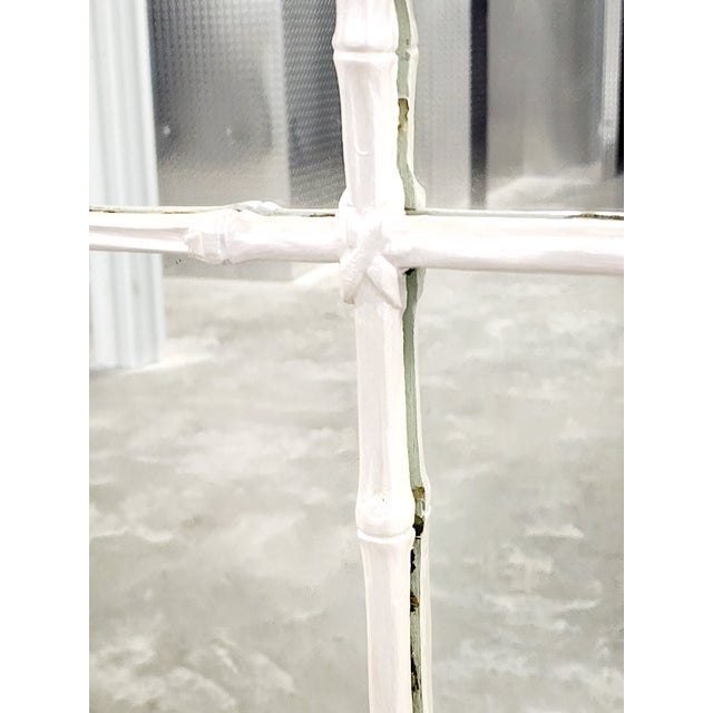 White Mid Century Faux Bamboo White Painted Mirror For Sale - Image 8 of 12