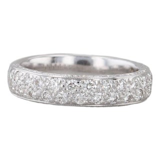 0.56ctw Diamond Wedding Anniversary Ring 18k White Gold Size 6 Band For Sale