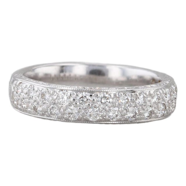 0.56ctw Diamond Wedding Anniversary Ring 18k White Gold Size 6 Band For Sale