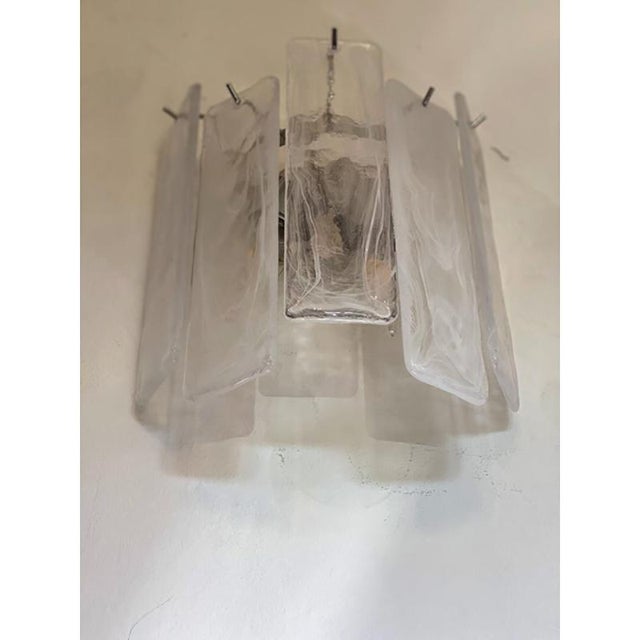 White Venied-White Alabaster Strips Listelli Murano Glass Wall Sconce For Sale - Image 8 of 12