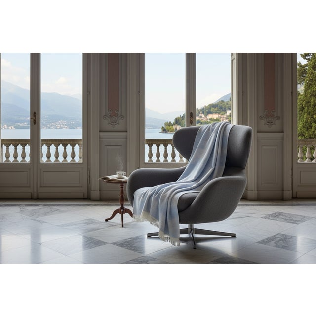 Blue Jacquard Plaid with Stucco Motif by Villa Como For Sale - Image 4 of 5