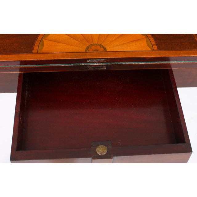 19th Century Mahogany and Satinwood Inlaid Serpentine Card Console Table For Sale - Image 17 of 18