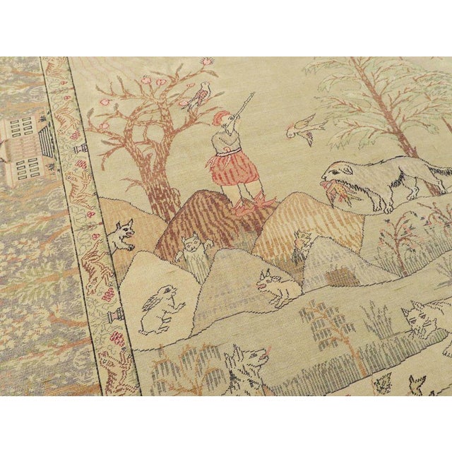 Textile Galerie Shabab Collection Mid-20th Century Handmade Turkish Kayseri Pictorial Accent Rug, Circa 1930 For Sale - Image 7 of 10