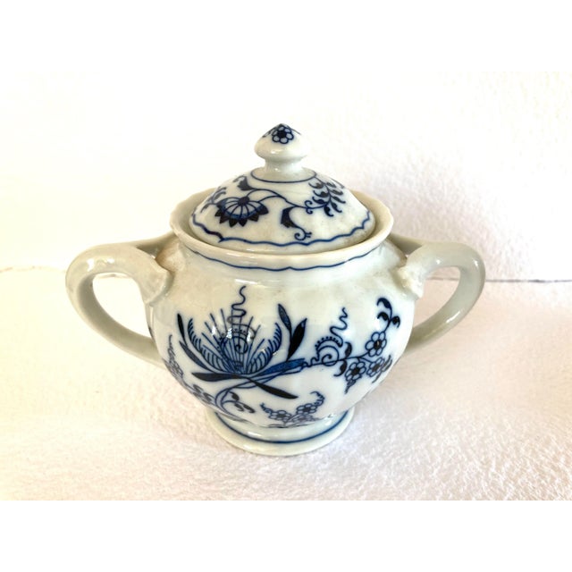 Vintage Blue Danube porcelain tea pot, creamer, and sugar, “Japan “, c.1990’s.