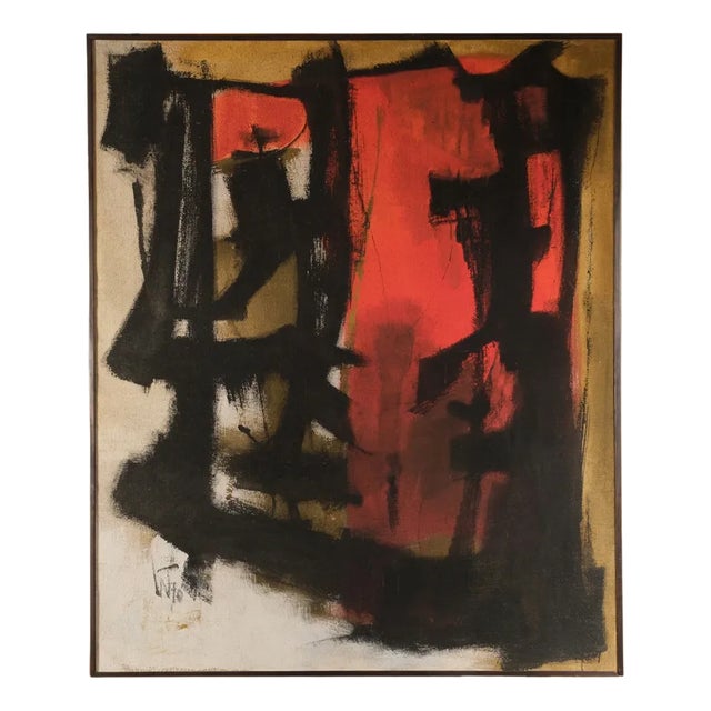 Will Torger, Abstract Composition, 1970, Oil on Burlap For Sale