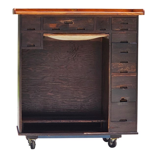 J. H. Rosberg Mfg. Co. Watchmakers Bench, 15 Drawers, Apron Slide, Early 1900s For Sale