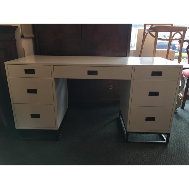 Restoration Hardware White Avalon Storage Desk Chairish