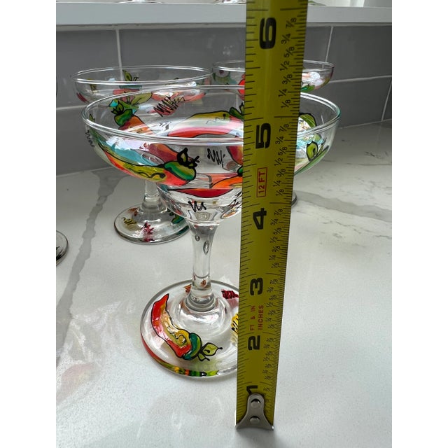Transparent Hand Painted Margarita or Champagne Glasses Set of 10 For Sale - Image 8 of 10