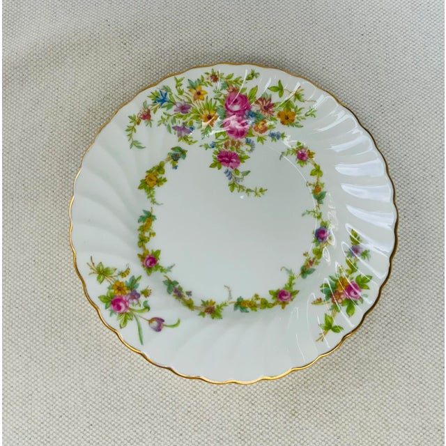 Ceramic Exquisite Set of Minton Bone China Small Plates - Lorraine Pattern, C. 1925 For Sale - Image 7 of 9