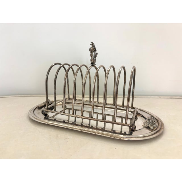 Mid 20th Century Antique English Silver Plate Toast Rack With Tray For Sale - Image 5 of 9
