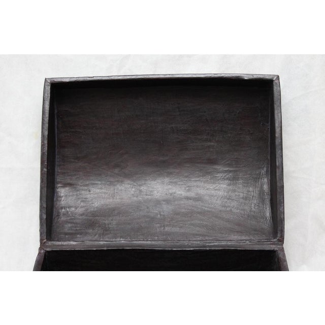 Brown Vintage Wood and Leather Trunk, 1980s For Sale - Image 8 of 18