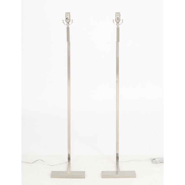 Late 20th Century Cedric Hartman Style Chrome Floor Lamps, Pair For Sale - Image 5 of 5