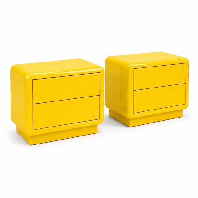 Modern Post Modern Nightstands. Canary Yellow - Pair For Sale - Image 3 of 4