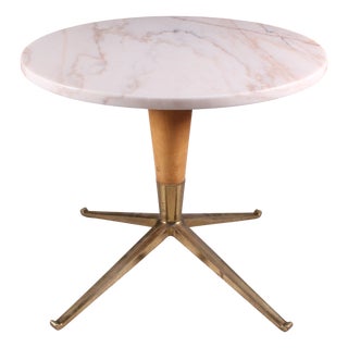 Coffee Table in Wood and Brass, 1950 For Sale