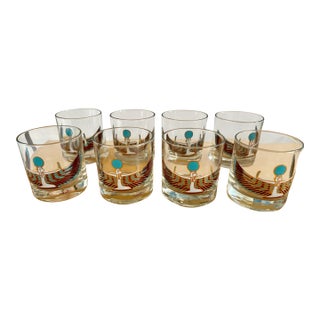 Egyptian Motif Rocks Glasses - Set of 8 For Sale