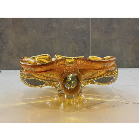 Mid-Century Modern Bohemia Glass Rare Vase From Czechia 1970s For Sale - Image 3 of 7