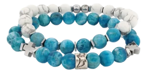 Freedom Spirit Blue Apatite & Howlite Bracelet Set