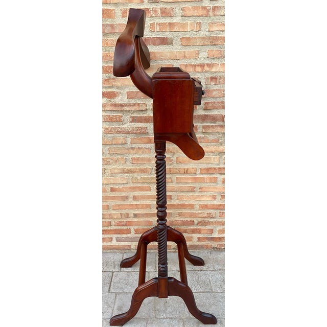 Brown Spanish Baroque Revival Walnut Gentleman’s Valet Stand with Drawers, 1920s For Sale - Image 8 of 18