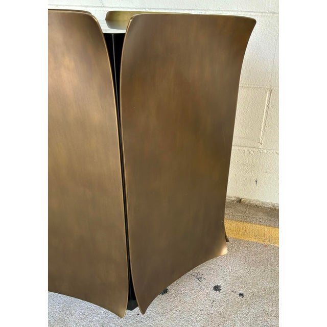 Asian Jonathan Charles Asian Modern Brass and Black Wood Hammersmith End Table For Sale - Image 3 of 4