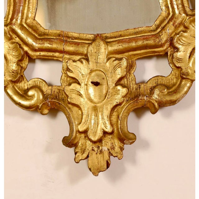 Wood Pair of Italian Rococo Carved Gilt Wood Mirrors For Sale - Image 7 of 10