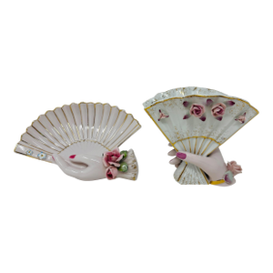 Museum-Quality 1950s Lefton China "Lady's Hand" Set - Large Fan Dish & Bud Vase