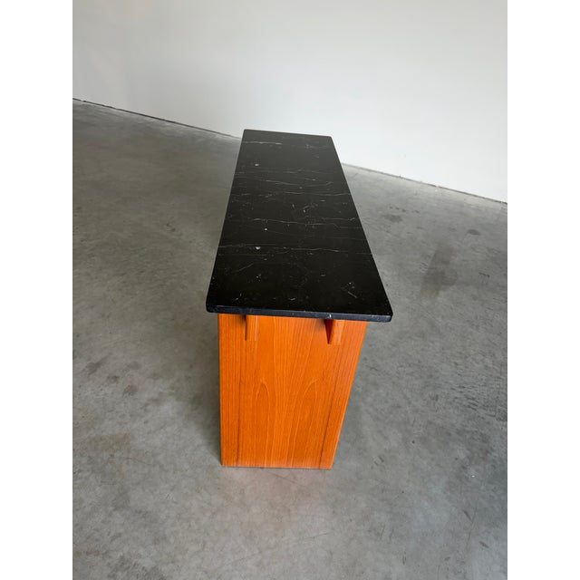 1970s Vintage Danish Teak and Marble Console Table For Sale - Image 5 of 12