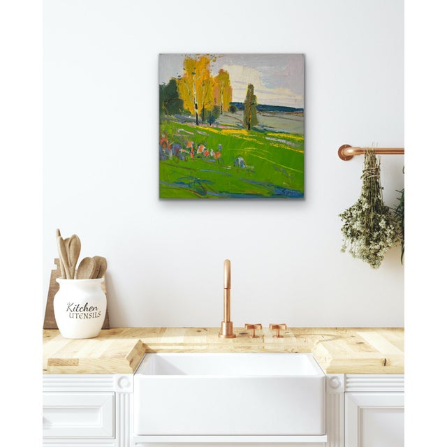 2020s Impressionistic Landscape Original Oil Painting For Sale - Image 5 of 12