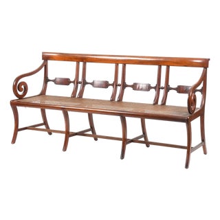 Classical Mahogany and Cane Seat Quadruple-Back Settee, Circa 1830 For Sale