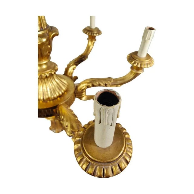 Italian Gilt Wood Chandelier, 1950s For Sale - Image 10 of 13