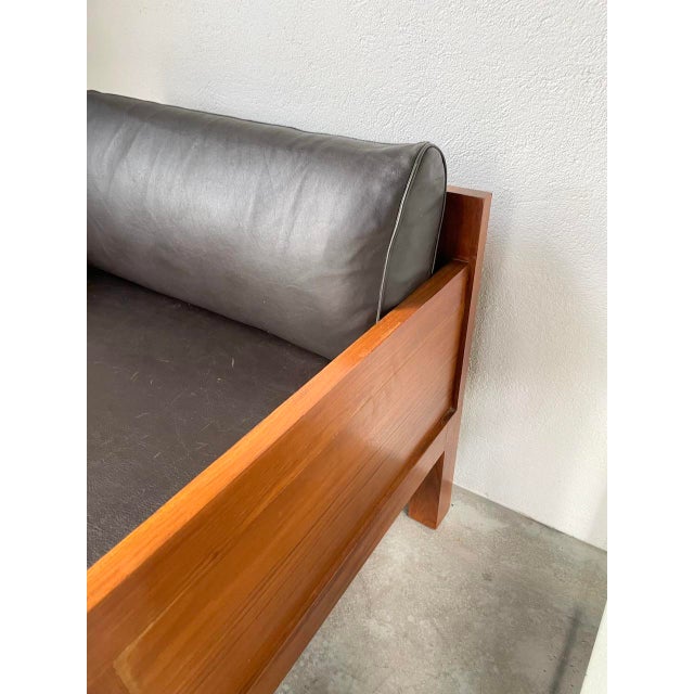 Modernist Exotic Wood and Leather Armchair, 1960s For Sale - Image 16 of 18