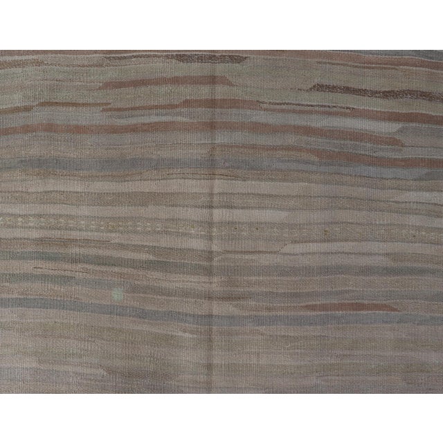 Minimalist Striped Design Vintage Turkish Kilim With Neutral Tones For Sale In Atlanta - Image 6 of 10