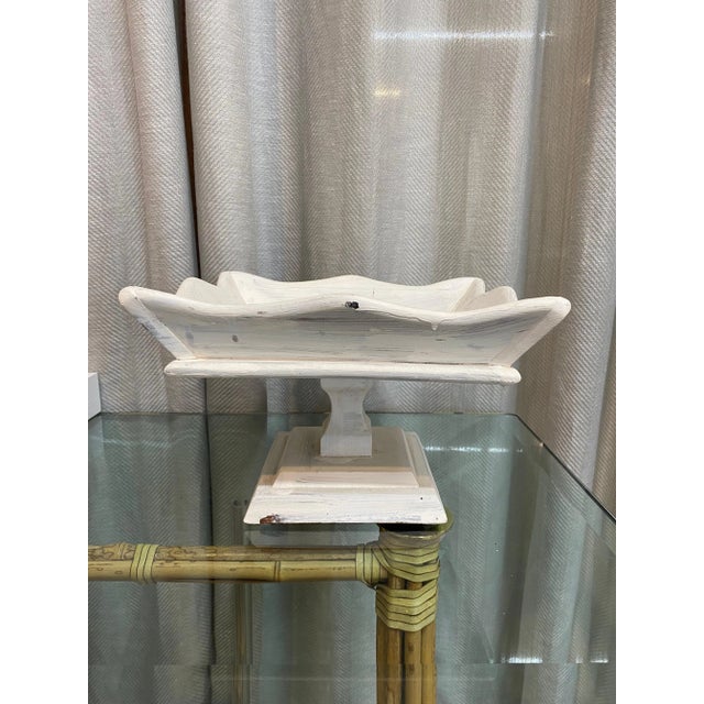 Farm style antique handmade wood painted fruit plate can be used as a pastry serving plate or stand.