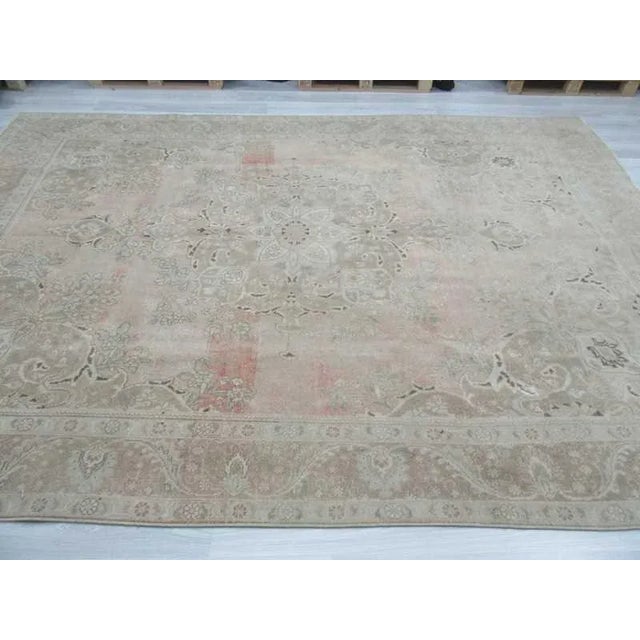 Persian Washed Out Tabriz Rug- 9′1″ × 12′6″ For Sale - Image 4 of 6