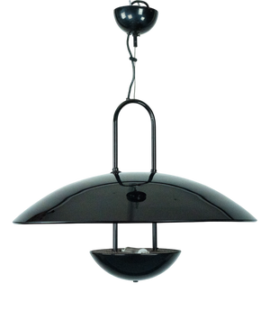Vintage Italian Black Pendant Lamp with Glass Top Shade, 1990s
